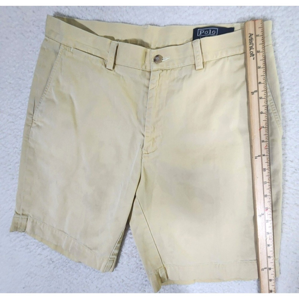 Polo Ralph Lauren Classic Fit 9" Shorts Men's 33 Light Yellow Cotton Chino - Picture 9 of 12